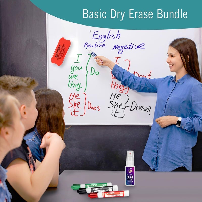 EXTRIC Dry Erase Markers Chisel Tip, 6 Whiteboard Markers, Dry Erase Marker with Eraser 6 Pack White Board Marker for Kids, School Supplies and Teachers - Image 5